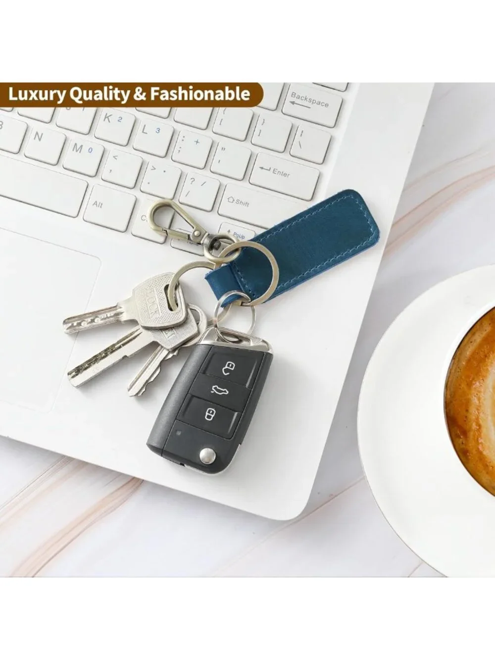 Genuine Leather Universal Key Fob Keychain Holder for Men & Women - Stylish